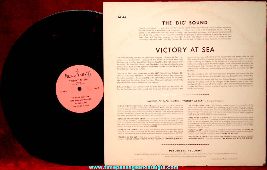 Old United States Navy Sailor Victory At Sea Stereophonic Record Album