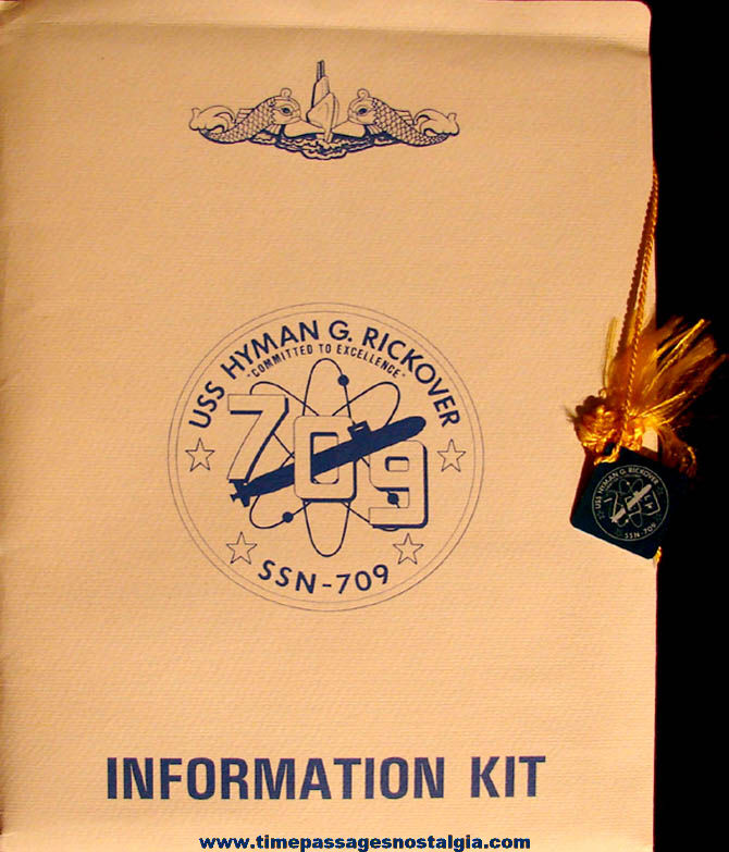(8) 1980s United States Navy Submarine U.S.S. Hyman G. Rickover SSN-709 Information Kit Items