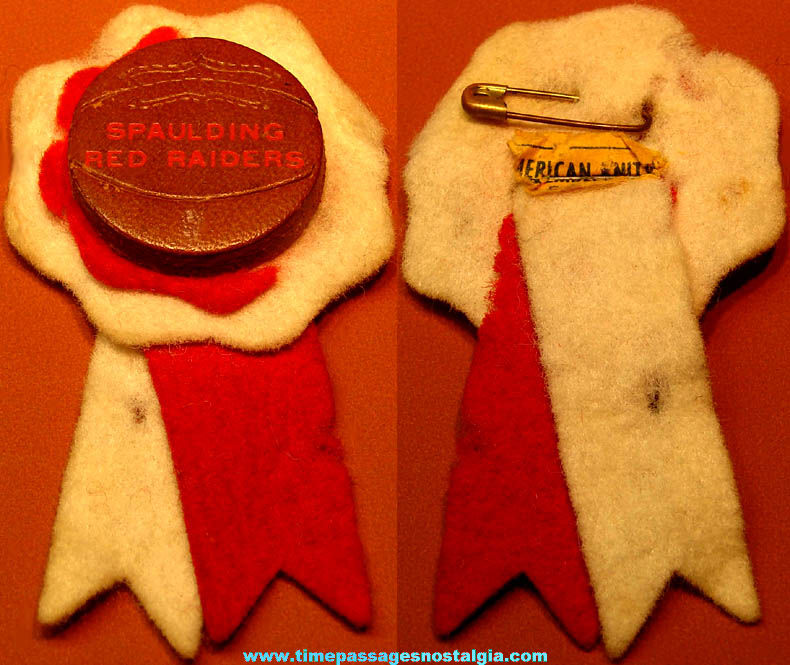 Old Rochester New Hampshire Spaulding Red Raiders School Basketball Leather & Felt Sports Pin