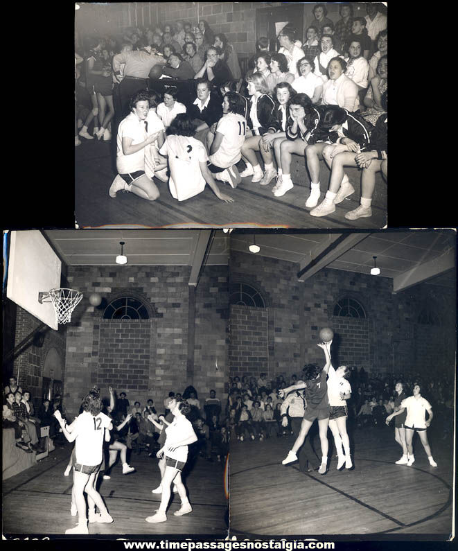 (3) Different Old High School Girls Basketball Black & White Photographs