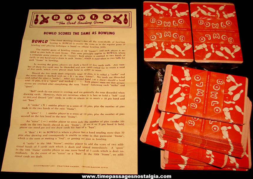 (3) Unused 1943 1957 Bowlo Bowling Feature Games Card Decks