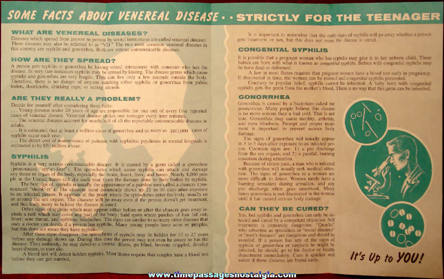 1964 U.S. Department of Health Education and Welfare Venereal Disease Educational Brochure