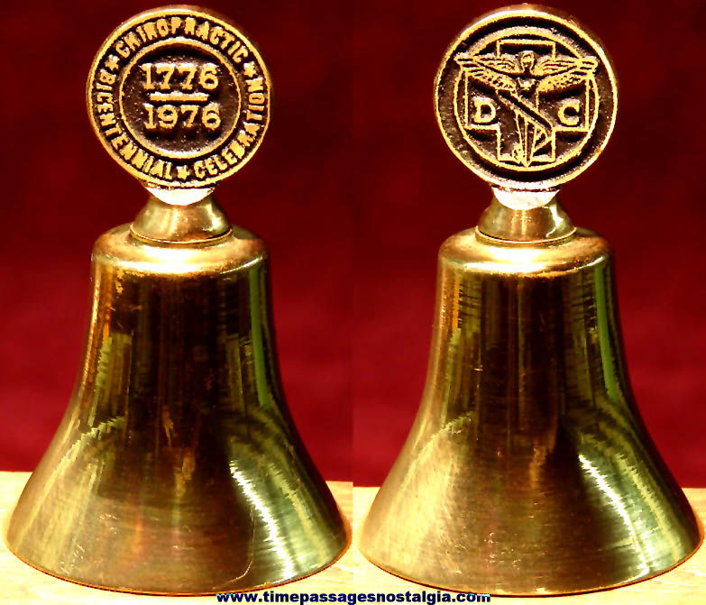 1776  1976 Chiropractic Doctor Bicentennial Celebration Brass Bell