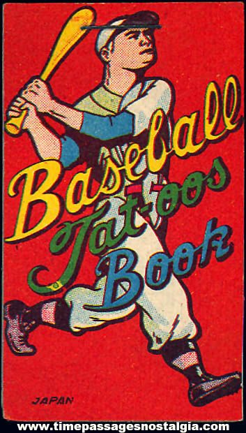 Small Old Cracker Jack Pop Corn Confection Toy Prize Baseball Tattoo Book