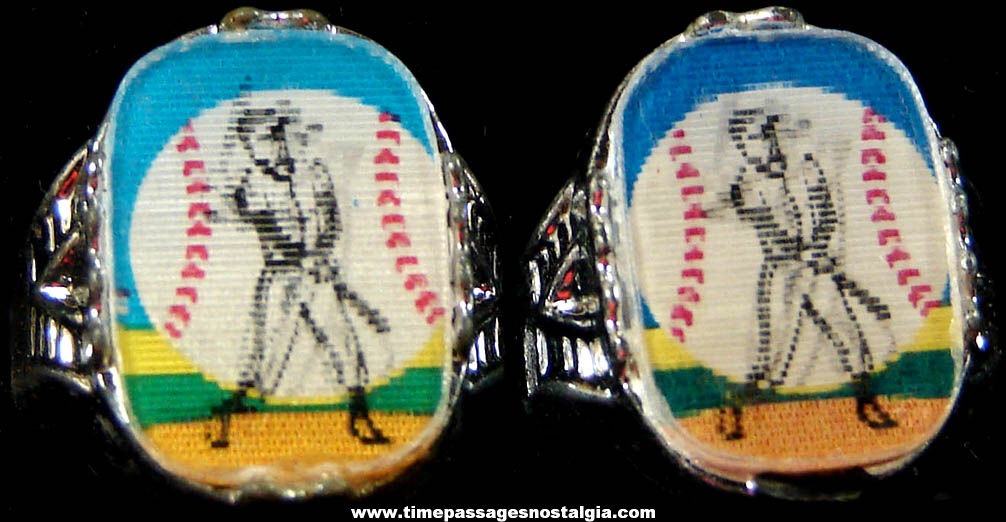 (2) Matching Old Baseball Batter Flicker or Lenticular Gum Ball Machine Toy Prize Rings