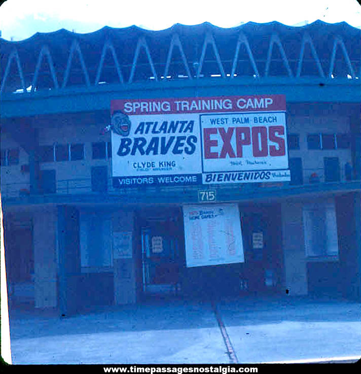 (5) 1975 Atlanta Braves & West Palm Beach Expos Baseball Teams Spring Training Camp Photograph Slides