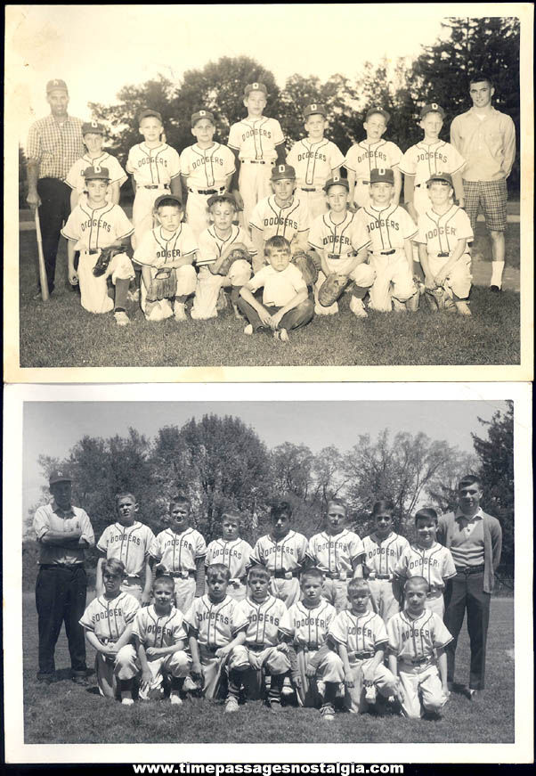 (2) Different 1965 Exeter New Hampshire Dodgers Baseball Team Photographs