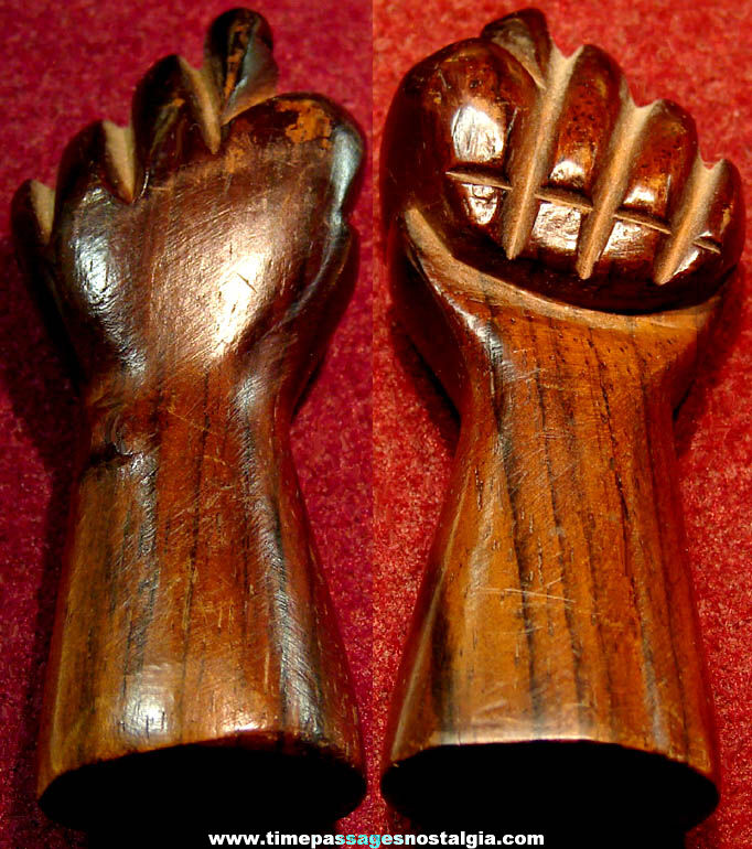 Small Old Wooden Raised Fist Carving