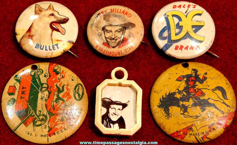 (6) Different Small Colorful 1950s American Western and Cowboy Toy Premium or Prize Items