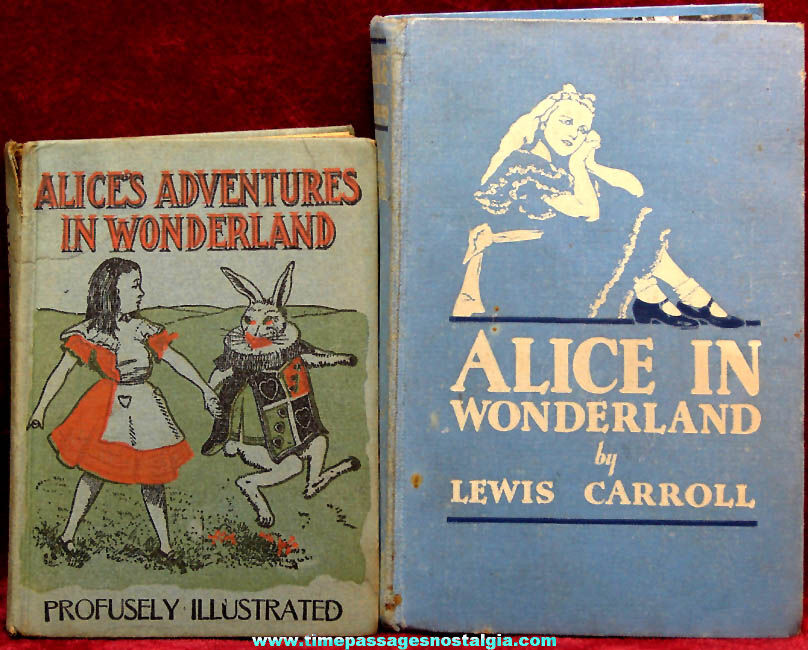 (2) Different Old Alice In Wonderland Lewis Carroll Hard Back Story Books
