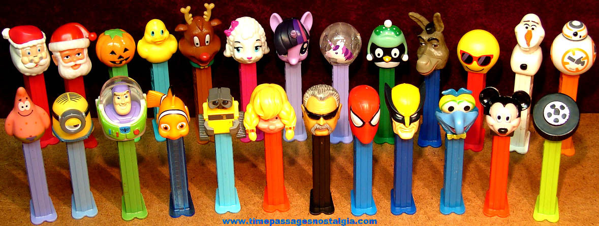 (25) Different Colorful PEZ Character Candy Dispenser or Container Figures