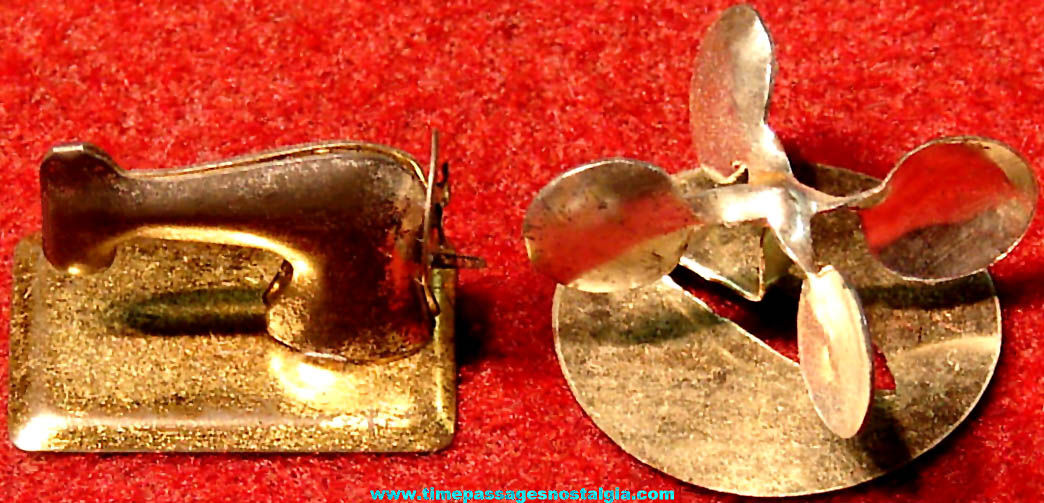 (2) Different Old Cracker Jack Pop Corn Confection Miniature Tin Toy Prizes