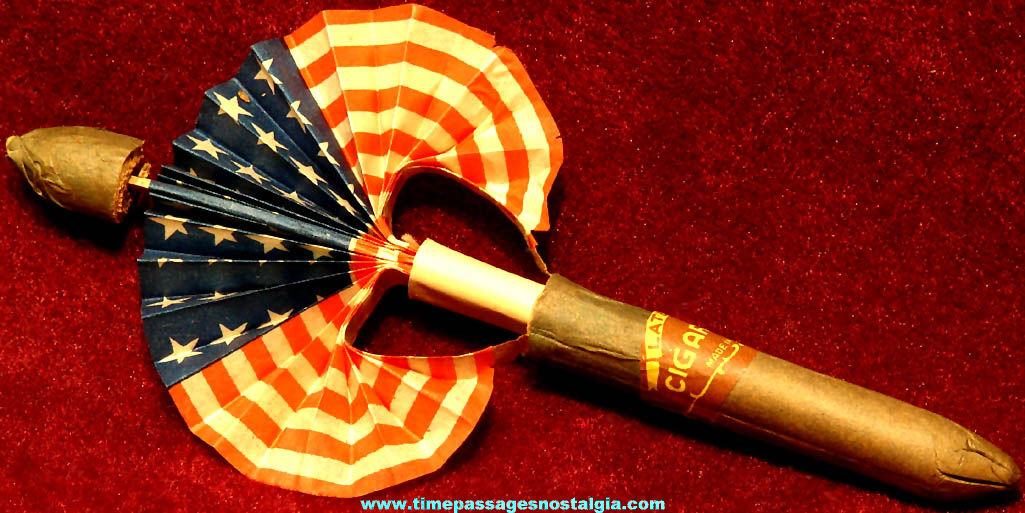 Early Small Version Reliable Confections Advertising Premium Paper Hand Held Cigar Flag Fan