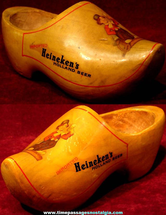 Old Heineken Beer Advertising or Promotional Bar Display Wooden Shoe or Clog