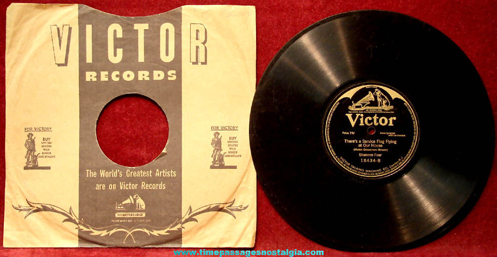 1918 Theres A Service Star Flying At Our House & Liberty Bell Victor Record with Paper Sleeve