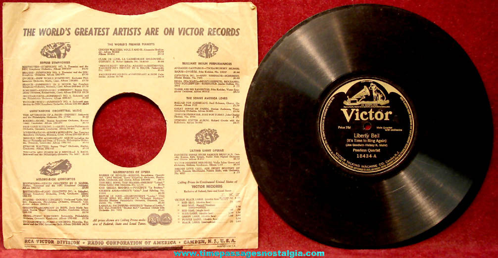 1918 Theres A Service Star Flying At Our House & Liberty Bell Victor Record with Paper Sleeve