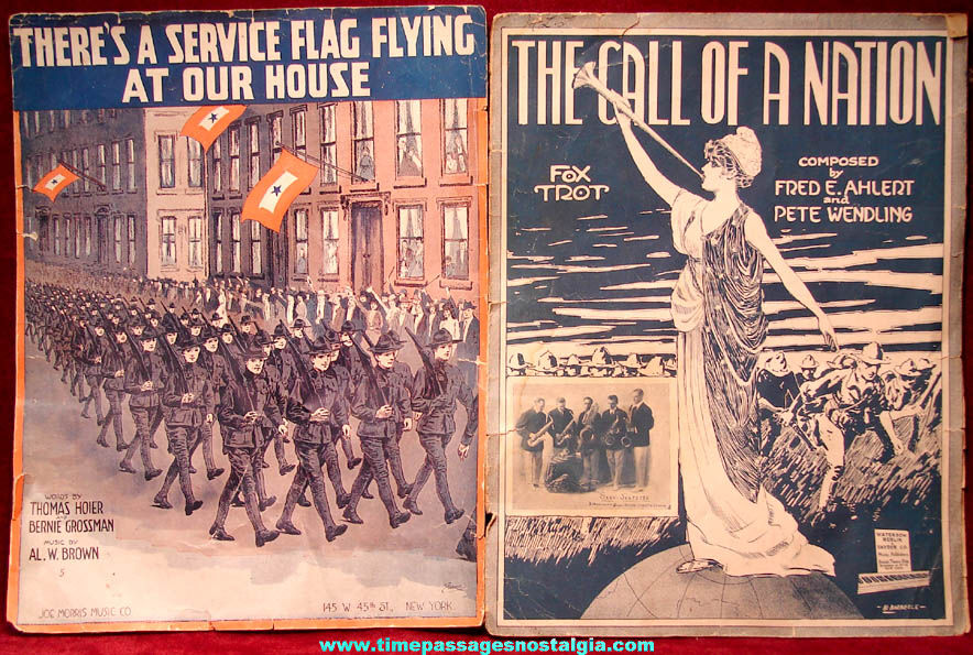 (2) Different Old World War II Home Front Patriotic Song Sheet Music