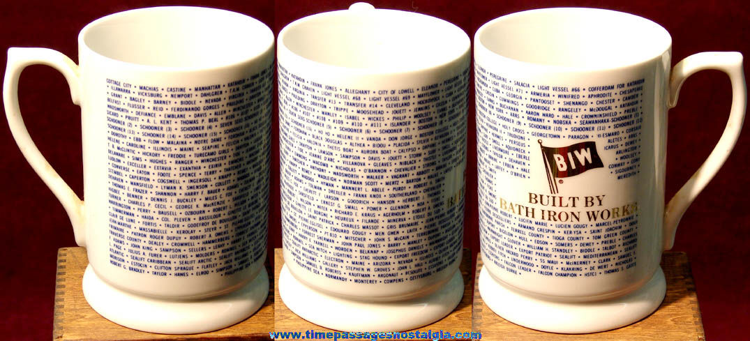 Bath Maine Iron Works Advertising Souvenir Porcelain Mug or Cup