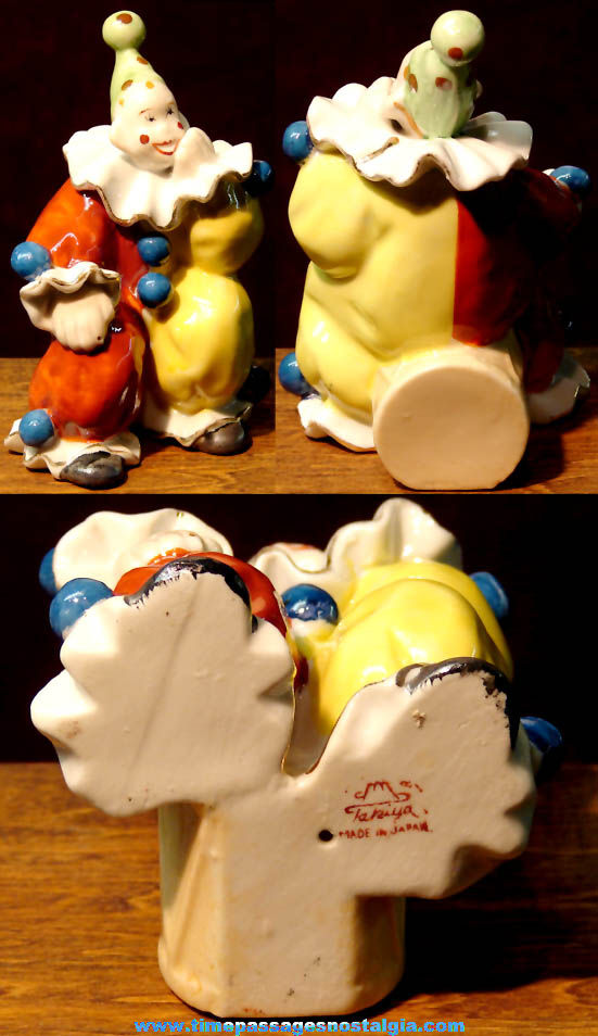 Colorful Old Circus or Carnival Clown Takiya Japanese Porcelain Figurine