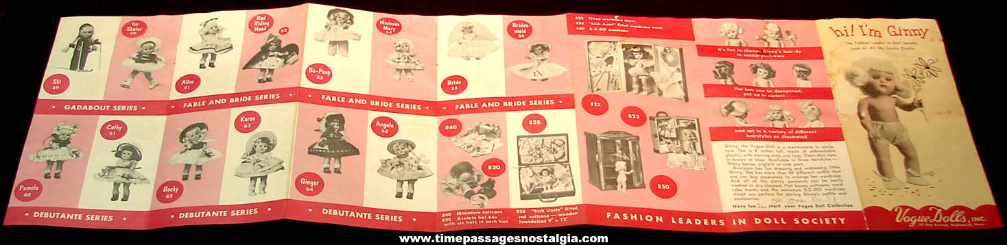 Old Vogue Ginny Character Doll and Toy Accessories Advertising Brochure