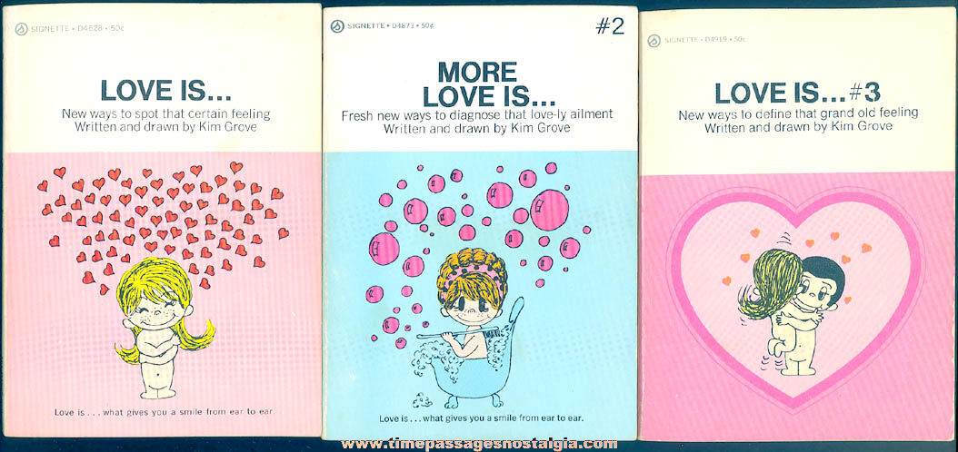 (3) Different 1970 - 1972 Love Is... Kim Grove Newspaper Comic Strip Character Paper Back Books