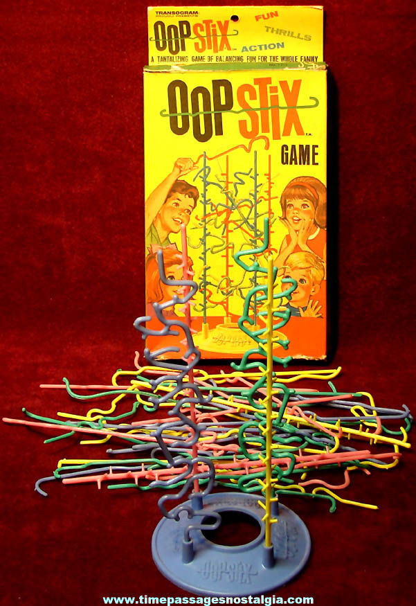 Colorful Boxed 1965 Transogram Company Oop Stix Balancing Game