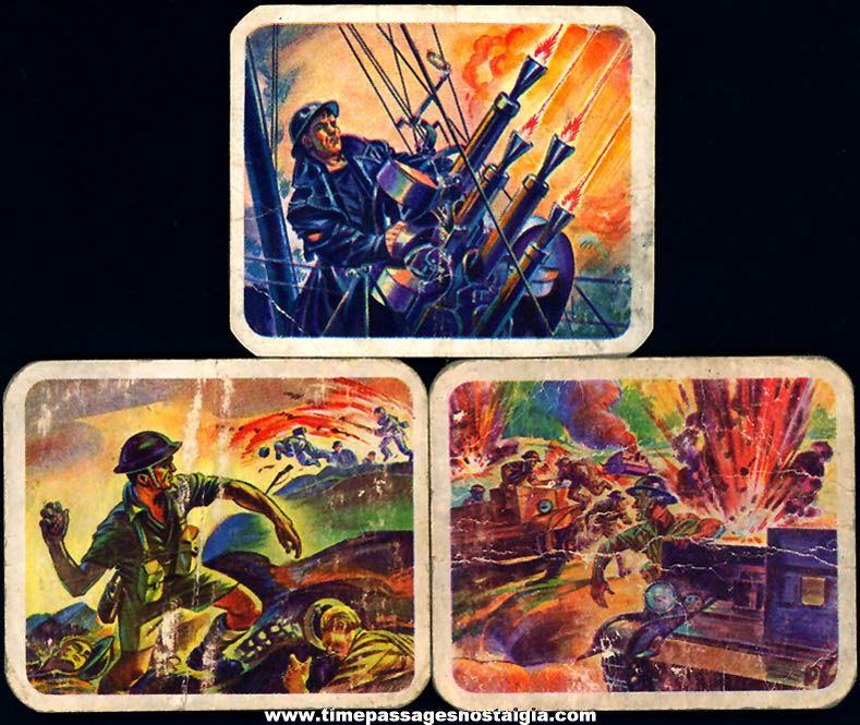 (3) Different Old Lowney’s Cracker Jack Pop Corn Confection Victoria Cross Heroes War Scene Trading Cards