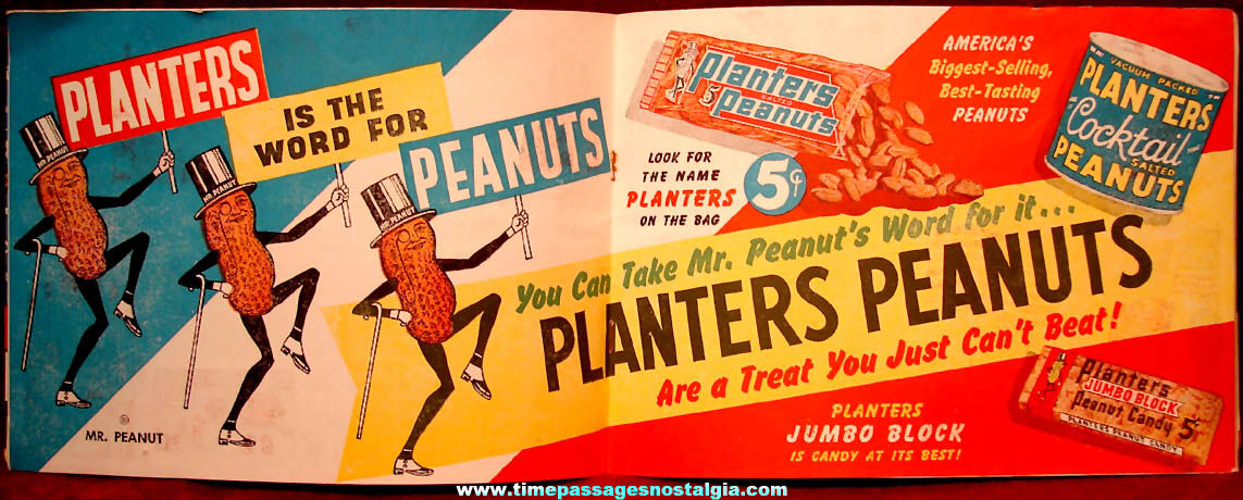 Colorful Unused 1953 Planters Nut and Chocolate Company Advertising Premium U.S. President Activity Paint Book