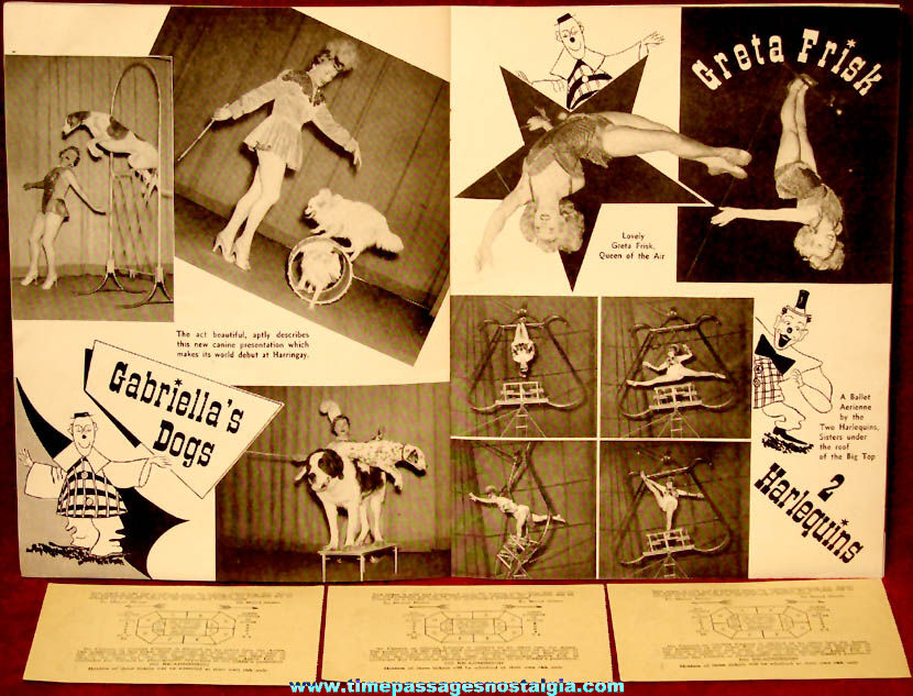 1954 – 1955 Tom Arnold’s Harringay Circus Advertising Souvenir Program Book & (3) Tickets