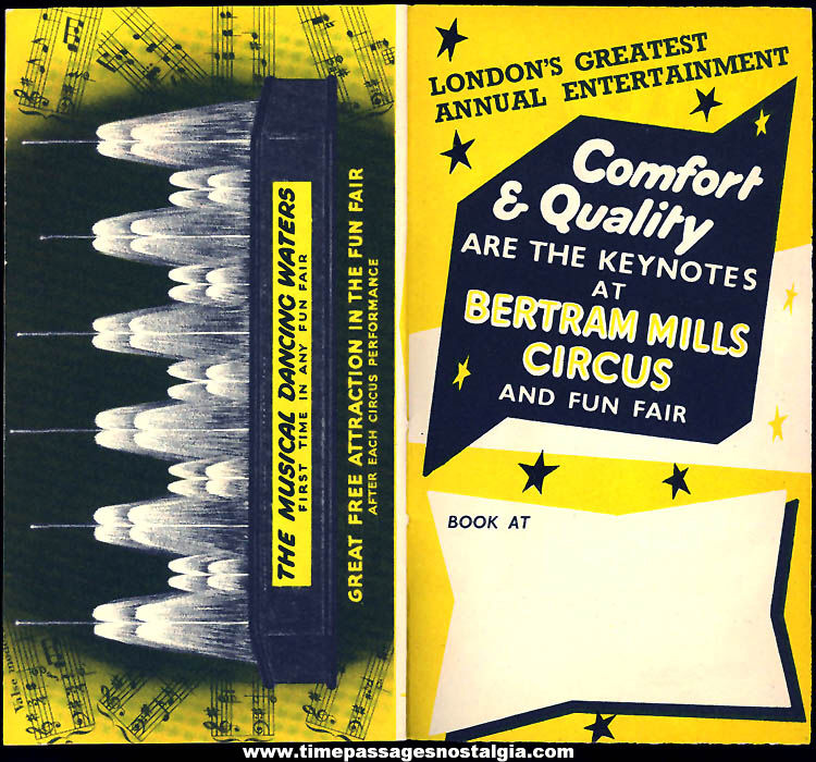 (5) 1954 – 1956 Bertram Mills Circus Olympia Season Advertising Souvenir Items