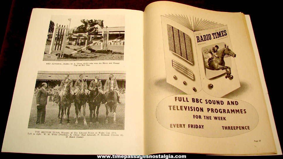 (3) 1955 White City Stadium London International Horse Show Advertising Souvenir Items