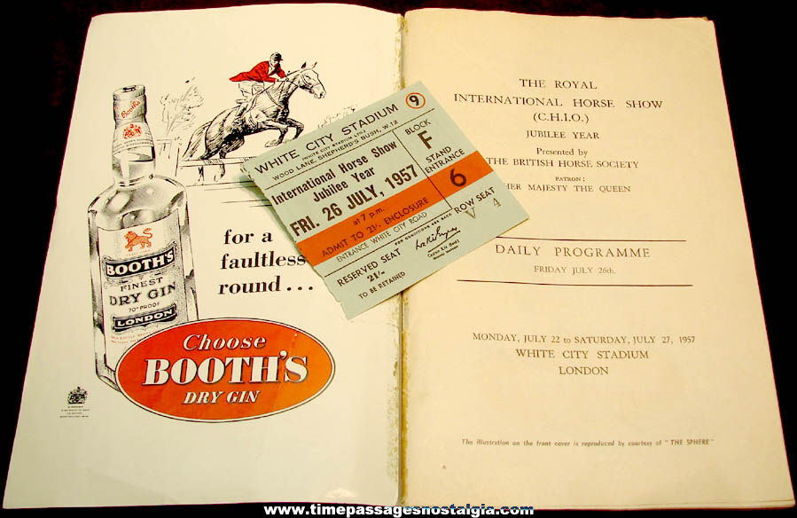 (2) 1957 White City Stadium London Royal International Horse Show Advertising Souvenir Items