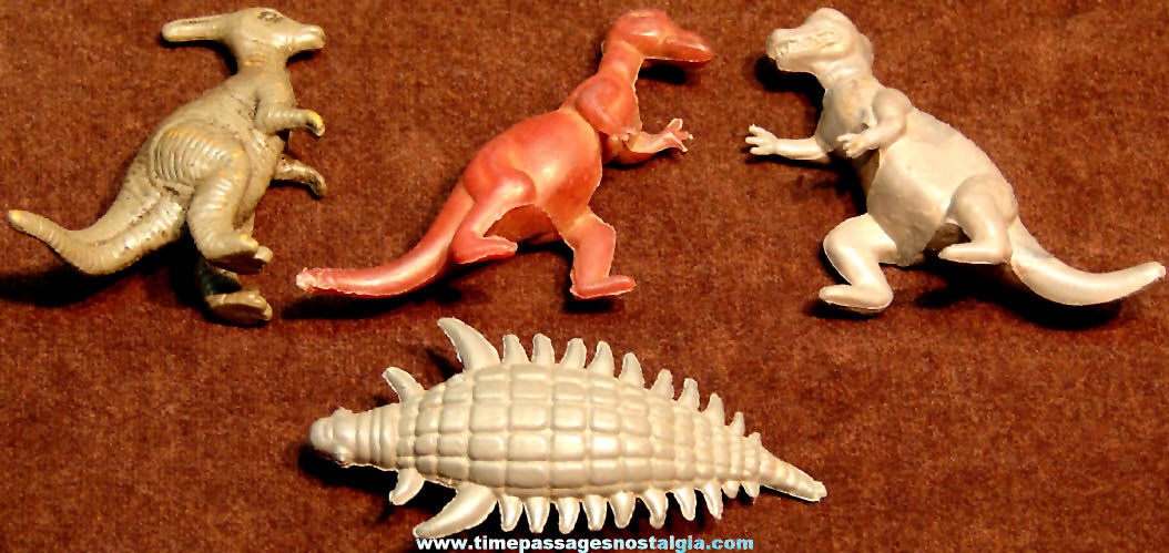 (4) Different 1957 Nabisco Cereal Prize Dinosaur Play Set Figures