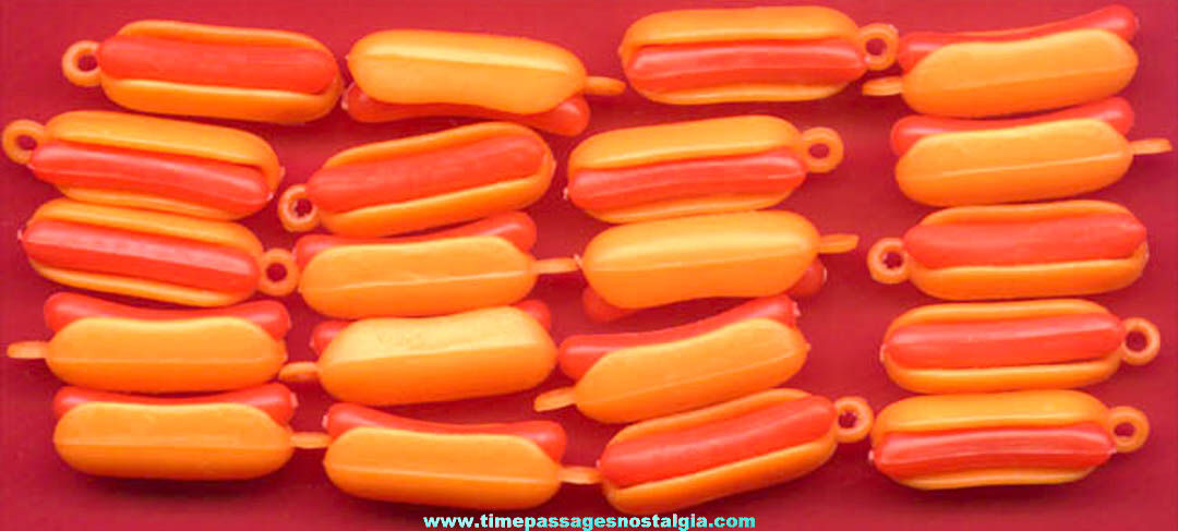 (20) Old Gum Ball Machine Prize Miniature Hot Dog Toy Charms