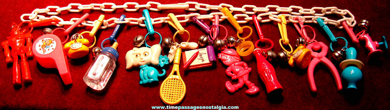 Colorful 1980s Miniature Toy Charm & Bell Necklace