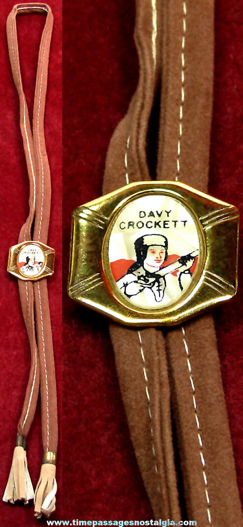Old Unused Davy Crockett Western Pioneer Hero Character Bolo Neck Tie