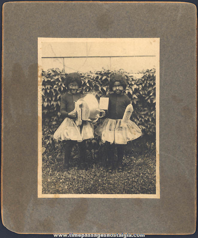 Early Mounted Black Face Boys Cleaning Girl Costume Photograph