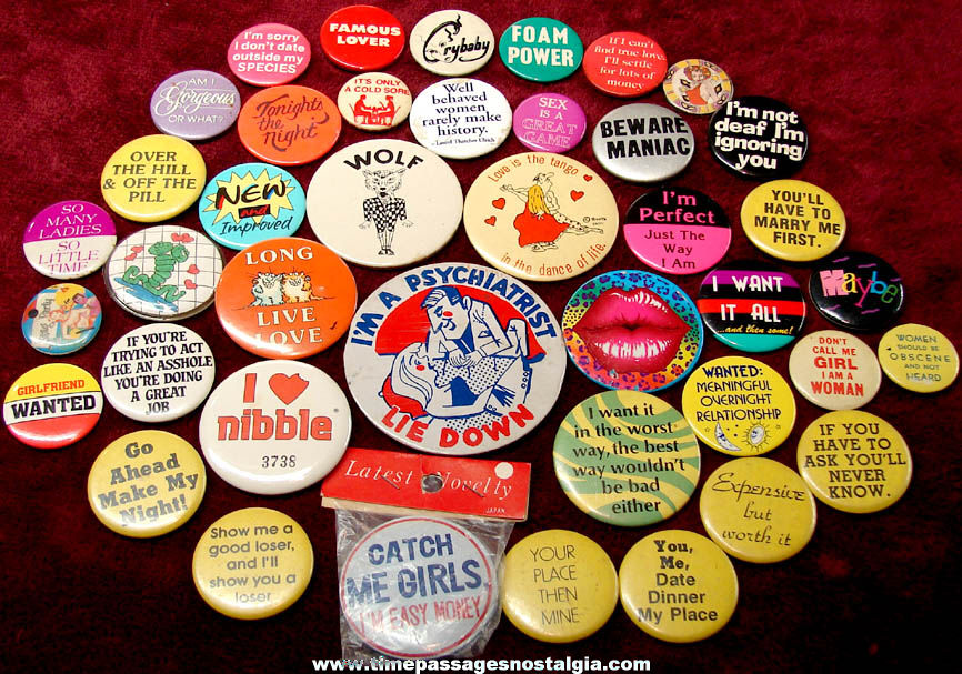 (41) Different Love Sex Suggestive or Politically Incorrect Pin Back Buttons