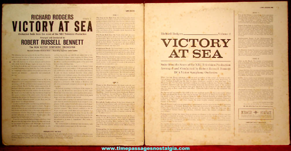 (2) Different Old United States Navy Sailor Victory At Sea Record Albums
