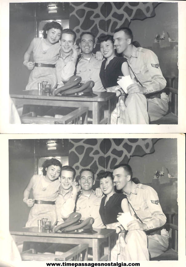 (2) Old Black & White Photographs of U.S. Air Force Airmen with Asian Women
