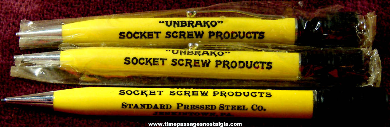 (3) Old Unused Standard Pressed Steel Company Advertising Premium Mechanical Pencils
