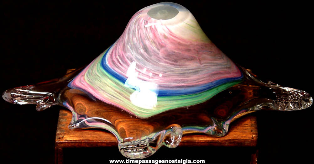 Colorful Old Hand Made Swirled Art Glass Vase