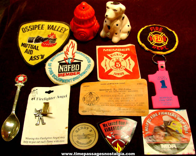 (13) Small Old Fireman Firefighting or Fire Department Related Items