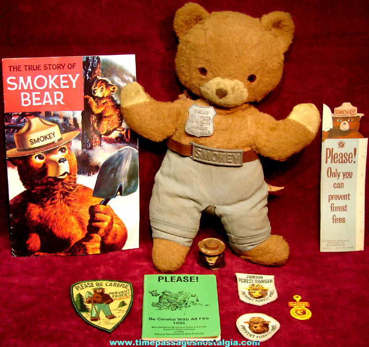 (9) Different Old Smokey Bear Character Fire Prevention Advertising Items