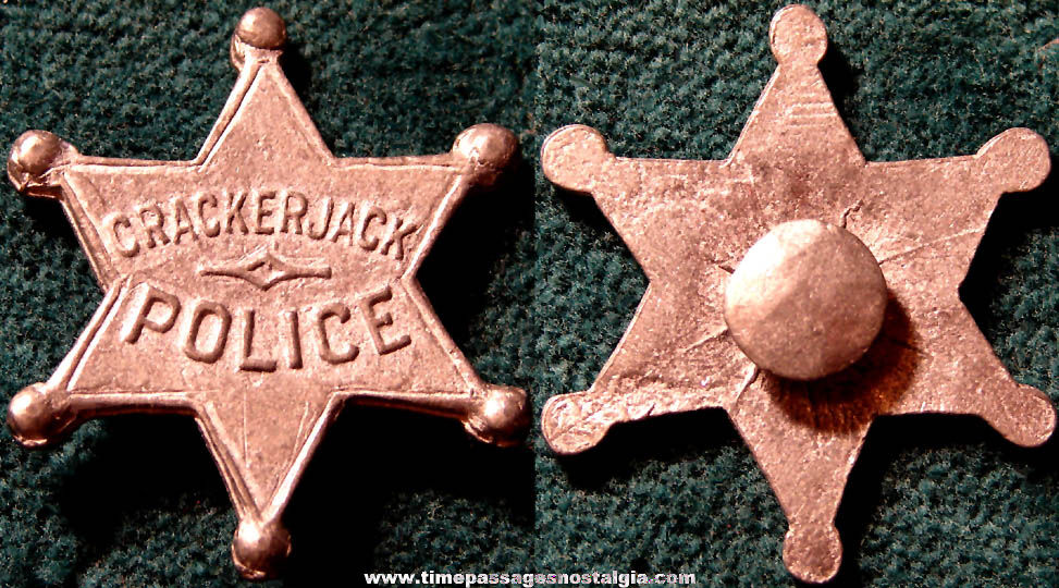 Old Cracker Jack Pop Corn Confection Pot Metal or Lead Miniature Toy Prize Cracker Jack Police Lapel Stud Button Badge