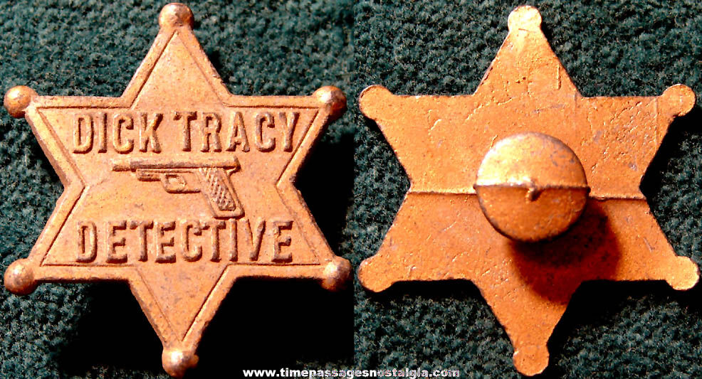 Old Cracker Jack Pop Corn Confection Pot Metal or Lead Miniature Toy Prize Dick Tracy Detective Lapel Stud Button Badge