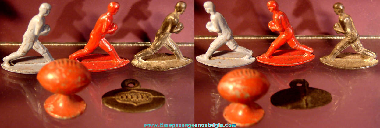 (5) Old Cracker Jack Pop Corn Confection Pot Metal or Lead Miniature Sports Toy Prize Football Items