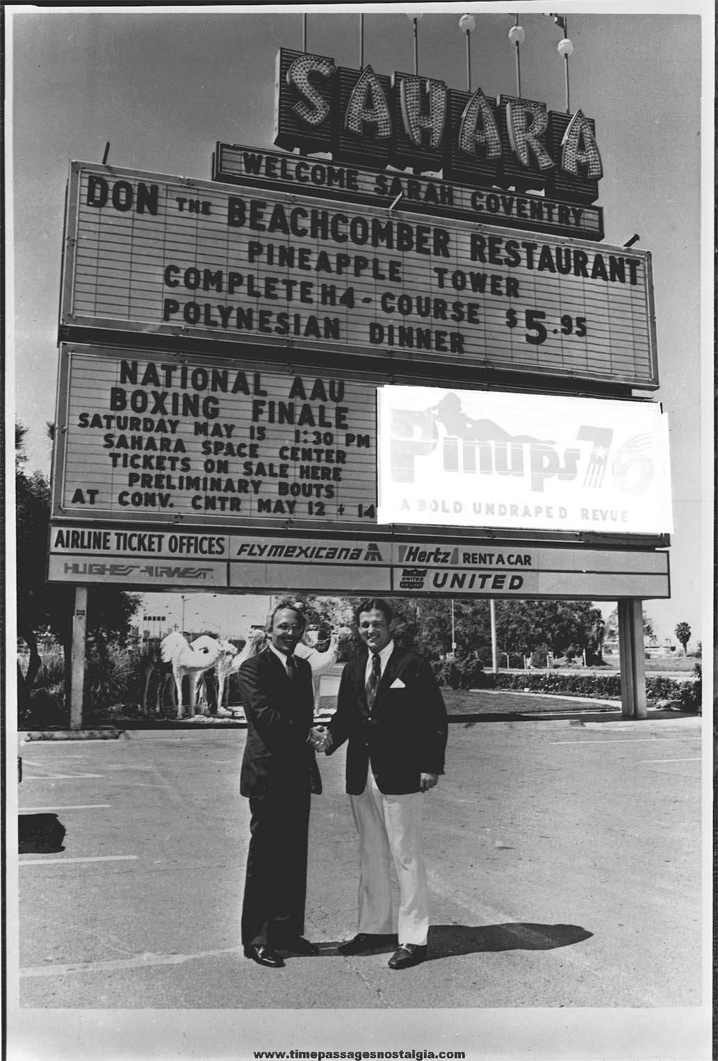 1976 Sahara Casino &: Hotel Event Sign Promotional Black & White Photograph Negative