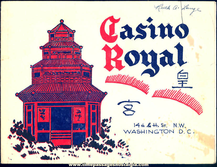Old Washington D.C. Casino Royal Restaurant Nite Club Advertising Souvenir Photograph Folder