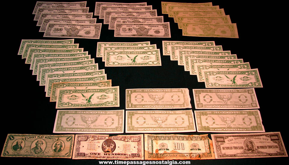 (45) United States or American Toy Play Money Currency or Bill Notes